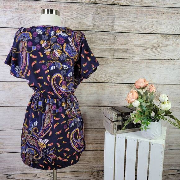 Lush Cold Shoulder Paisley Feather Boho Dress - Picture 2 of 5